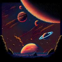 Pixel Art Space Background - photo