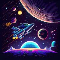 Pixel Art Space Background - photo