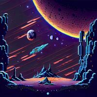 Pixel Art Space Background - photo