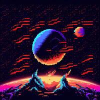 Pixel Art Space Background - photo