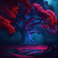 Red Blue Moody forest - photo