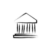 building with columns sketch style vector icon