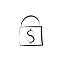 bolso con dinero bosquejo estilo vector icono