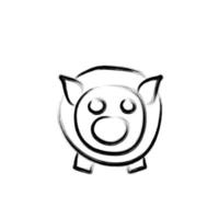 cerdito banco bosquejo estilo vector icono