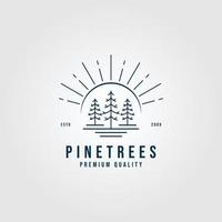pine tree sun line art  logo  minimalist vector illustration design logo