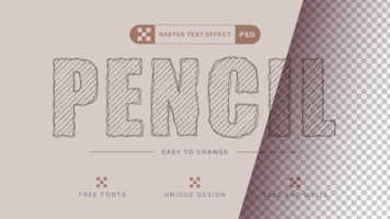 Pencil Hatch Editable Text Effect,  Font Style psd