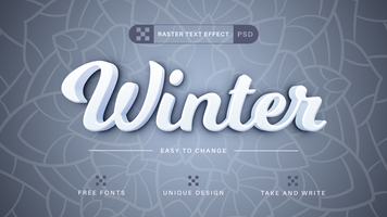 PSD inverno - modificabile testo effetto, font stile