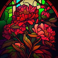 Stained Glass Red Peonies - photo