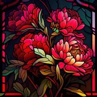 Stained Glass Red Peonies - photo