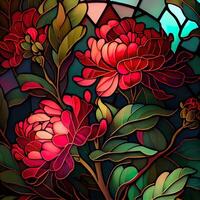 Stained Glass Red Peonies - photo