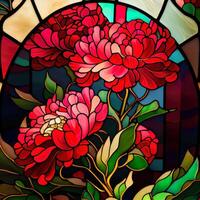 Stained Glass Red Peonies - photo