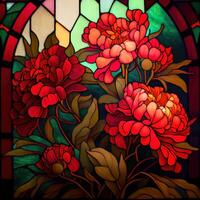 Stained Glass Red Peonies - photo