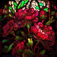 Stained Glass Red Peonies - photo