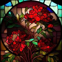 Stained Glass Red Peonies - photo