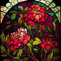 Stained Glass Red Peonies - photo