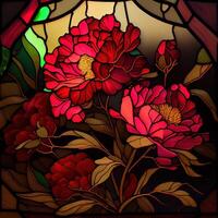 Stained Glass Red Peonies - photo