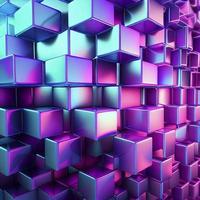 holographic pink and blue cubes, ai generation photo
