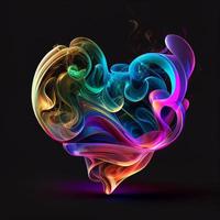 colorful smoke heart, ai generation photo