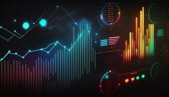 generativo ai, valores mercado gráfico líneas, financiero grafico en tecnología resumen antecedentes representar financiero crisis, financiero fusión de un reactor. tecnología concepto, comercio mercado concepto. foto