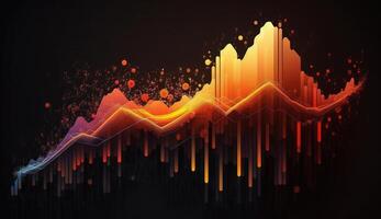 generativo ai, valores mercado gráfico líneas, financiero grafico en tecnología resumen antecedentes representar financiero crisis, financiero fusión de un reactor. tecnología concepto, comercio mercado concepto. foto