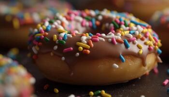 A close-up photo of the sprinkles on top of the donut.