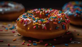 A close-up photo of the sprinkles on top of the donut.