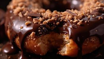 A close-up photo of the chocolate coating on the donut.