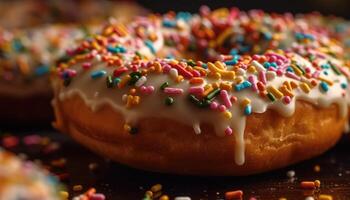 A close-up photo of the sprinkles on top of the donut.