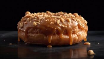 A photo of the salted caramel coated version of the donut.
