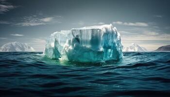 Beautiful iceberg in the ocean with a view under water. Global warming concept. photo