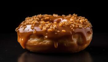 A photo of the salted caramel coated version of the donut.