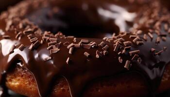 A close-up photo of the chocolate coating on the donut.