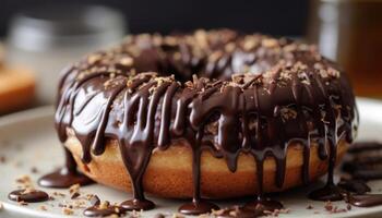 A close-up photo of the chocolate coating on the donut.