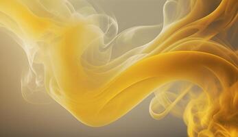 , Flowing light yellow smoke with splashes. Soft fluid banner, spring female mood, 3D effect, modern macro realistic abstract background illustration, ink in water effect. photo