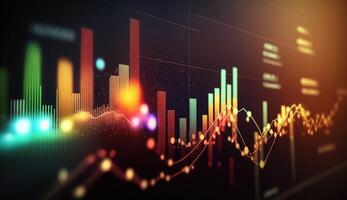 generativo ai, valores mercado gráfico líneas, financiero grafico en tecnología resumen antecedentes representar financiero crisis, financiero fusión de un reactor. tecnología concepto, comercio mercado concepto. foto