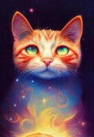 magical Cute Tiny Cat looking at sky AI generative Image for Mobile Wallpaper photo