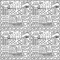 6 YKW abstract doodle seamless pattern hand drawn vector