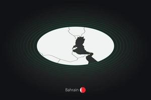 Bahrain map in dark color, oval map with neighboring countries. vector