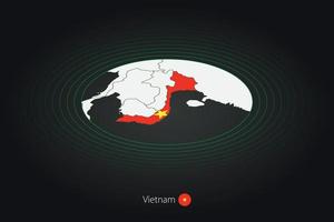 Vietnam map in dark color, oval map with neighboring countries. vector