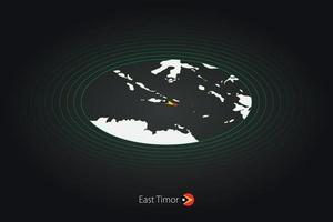 East Timor map in dark color, oval map with neighboring countries. vector