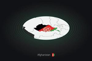 Afghanistan map in dark color, oval map with neighboring countries. vector