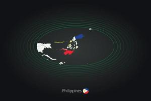 Philippines map in dark color, oval map with neighboring countries. vector