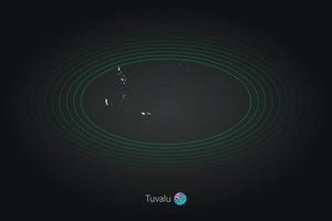 Tuvalu map in dark color, oval map with neighboring countries. vector