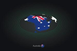 Australia map in dark color, oval map with neighboring countries. vector