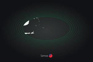 Samoa map in dark color, oval map with neighboring countries. vector