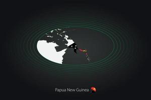 Papuasia nuevo Guinea mapa en oscuro color, oval mapa con vecino países. vector