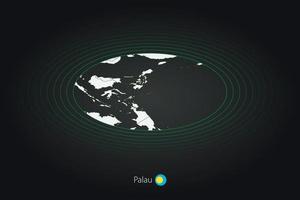 Palau map in dark color, oval map with neighboring countries. vector