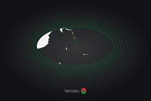 Vanuatu map in dark color, oval map with neighboring countries. vector