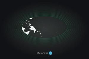 micronesia mapa en oscuro color, oval mapa con vecino países. vector