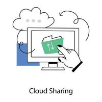 Trendy Cloud Sharing vector